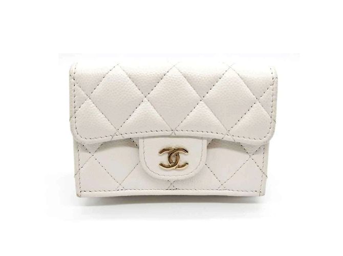 Chanel Matelasse Tri-fold Wallet White