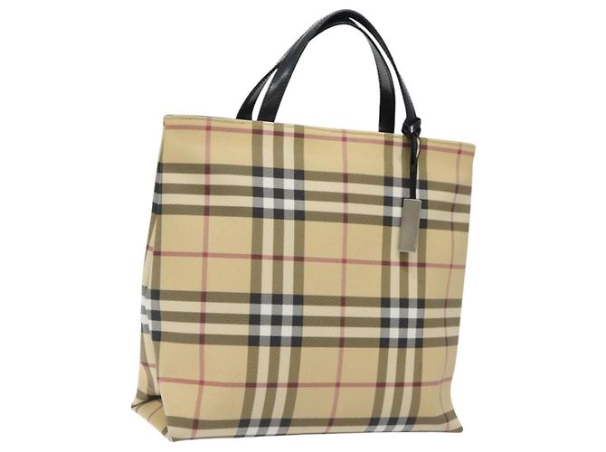 Bolso de mano de PVC beige con estampado Nova Check de BURBERRY Auth 120970
