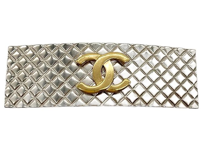 Grampo de cabelo prateado Chanel Prata