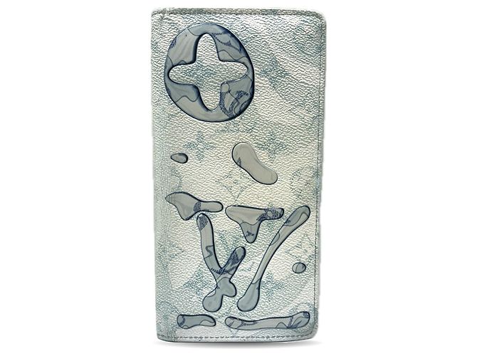 Cartera larga bi-fold Brazza Monogram Aqua Garden de Louis Vuitton Azul
