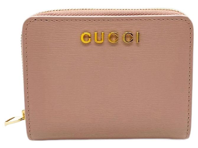 Portafoglio Mini Gucci Script Bi-fold in pelle rosa chiaro