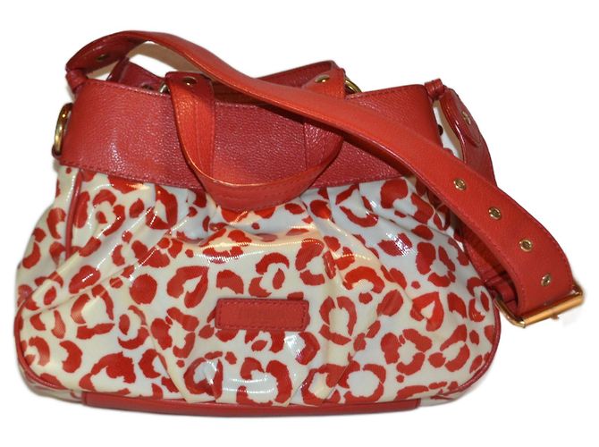 Borsa a mano Moschino bianca e rossa in pelle e tessuto Bianco Rosso