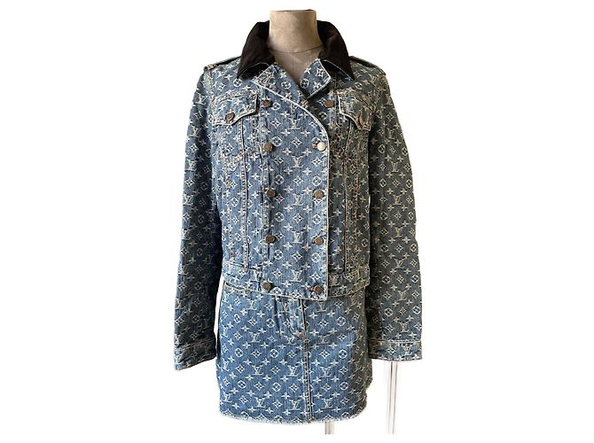 Traje de falda Louis Vuitton Monograma LV Azul Algodón Denim