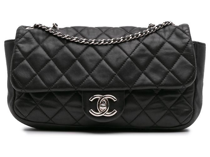 Chanel Black Medium Quilted Lambskin Coco Rain Flap