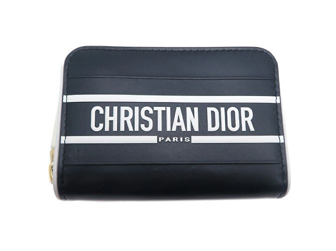 Christian Dior Compact Wallet Black White