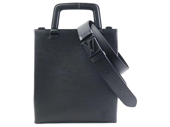 Sac à main en cuir Epi Louis Vuitton Noir