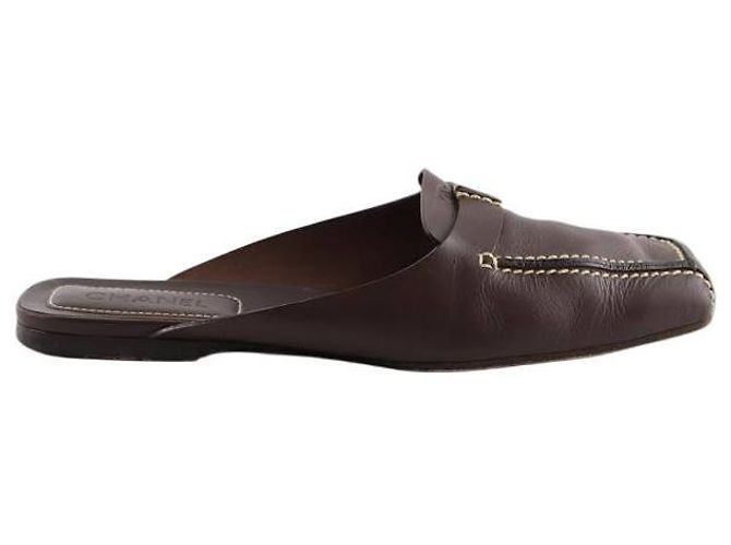 Chanel Mules en cuir marron