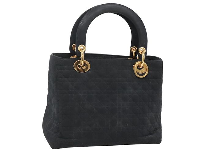 Borsa a mano Christian Dior Canage in nylon blu navy e oro Auth bs25043 D'oro