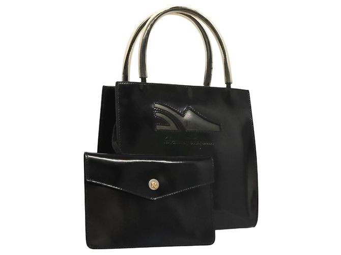 Handtasche Salvatore Ferragamo Emaille Schwarz Auth 119146