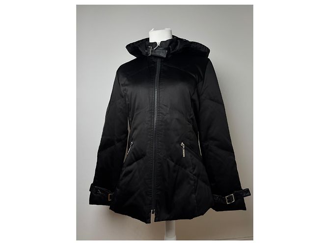 Vintage Courreges Puffer Lederjacke 38/M schwarz