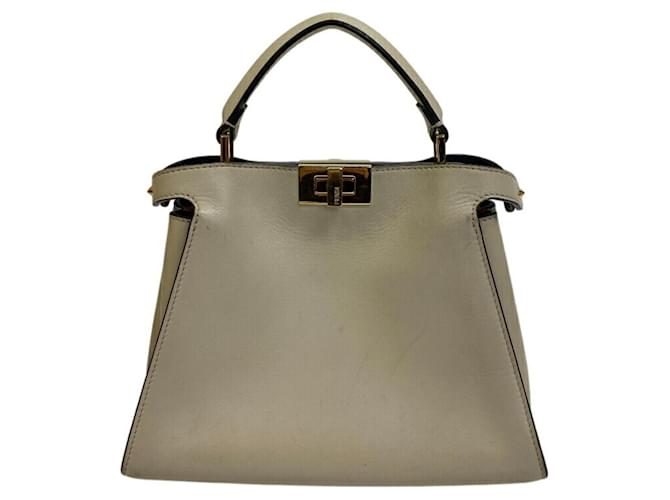 Fendi 8BN302 Peekaboo Essential Shoulder Bag Beige Leather  ref.2197593