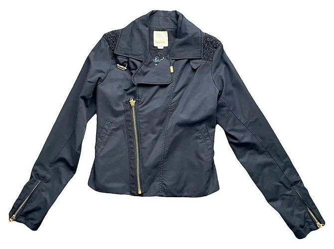 Giacca Diesel Perfecto Nera in Cotone Nero Gold hardware