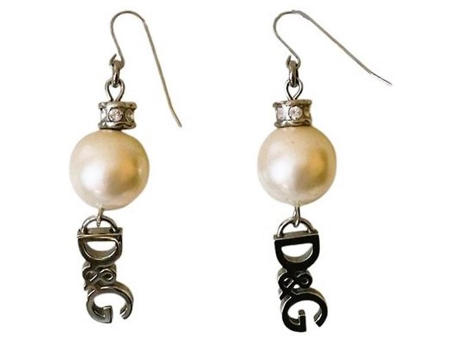 Splendidi orecchini DOLCE & GABBANA con perle e swarovski Bianco