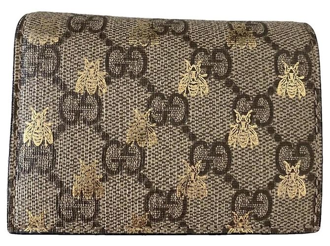 Gucci, compact bee wallet Brown