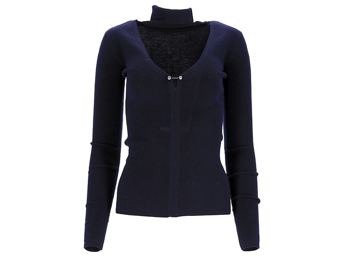 Autre Marque Dion Lee Cutout Rollkragenpullover aus marineblauer Wolle