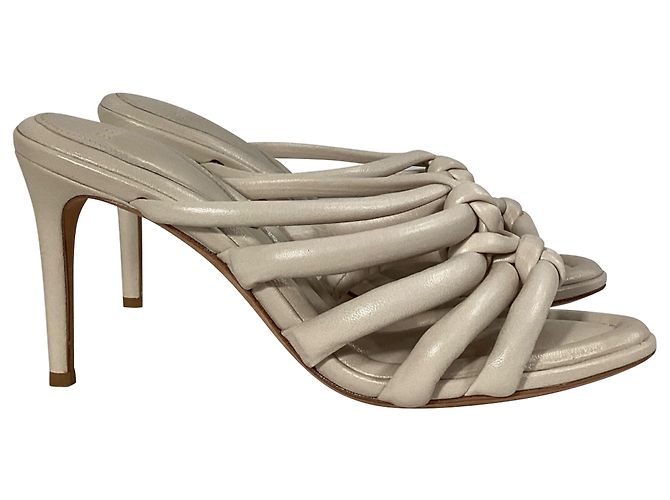 Alexandre Birman Maeva 85 Knotted Sandals In Ivory Leather  White Cream