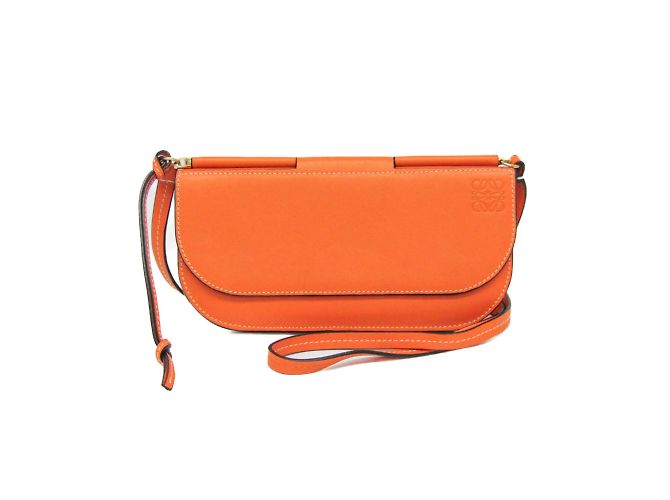 Loewe Gate Women's Leather Chain/Shoulder Wallet in Orange