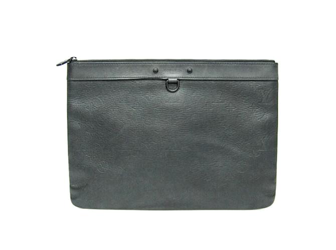 Louis Vuitton Monogram Shadow Pochette Discovery Clutch Bag Black Cloth  ref.2199175
