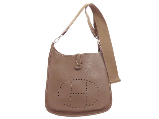 Borsa a spalla Hermès Evelyn 3 PM Etoupe Marrone Taupe