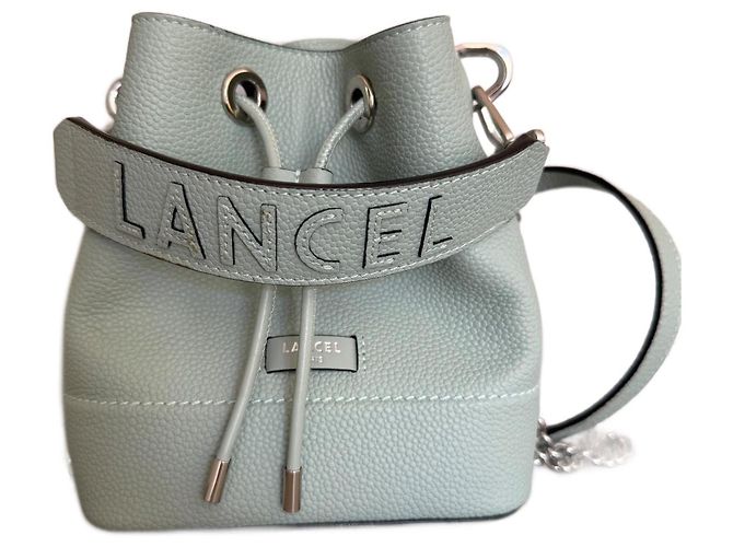 Borsa a secchiello LANCEL modello NINON Blu Verde chiaro 