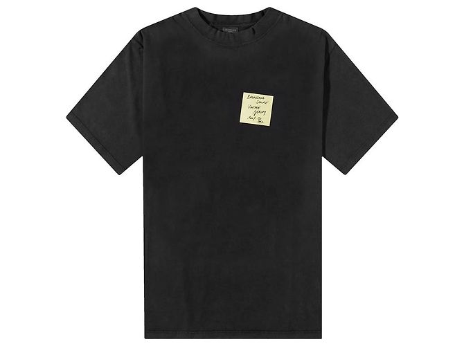 NUEVO TSHIRT BALENCIAGA 739028 POST IT T1 52 L OVERSIZE UNISEX NEGRO TOP