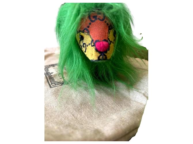 Marmont Gucci plush lion GG decoration Green Orange Cloth  ref.2199502