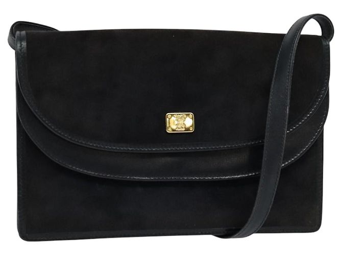 Céline Sac à épaule CELINE en daim bleu marine Auth BA1514