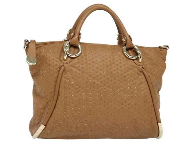 BALLY Handtasche aus braunem Leder mit Gold Auth BA1166 Golden