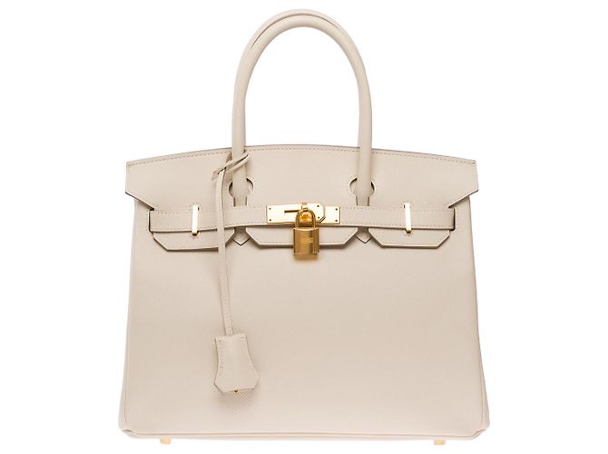 Hermès HERMES Birkin 30 Bag in Beige Leather - 102650