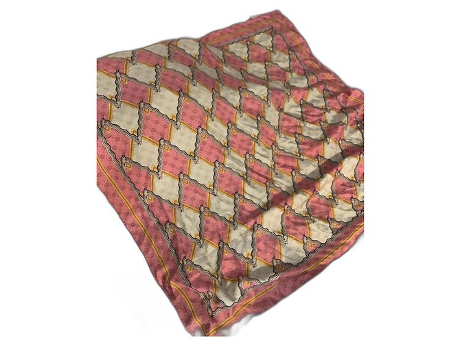 Sciarpa in seta Gucci GG Snake rosa Beige