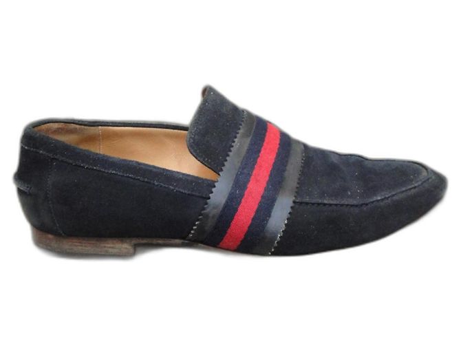 Mocassini Gucci in camoscio blu navy