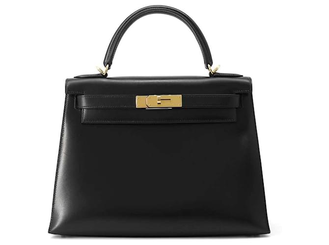 Hermès Hermes Kelly 28 Handbag Black Pony-style calfskin  ref.2201126