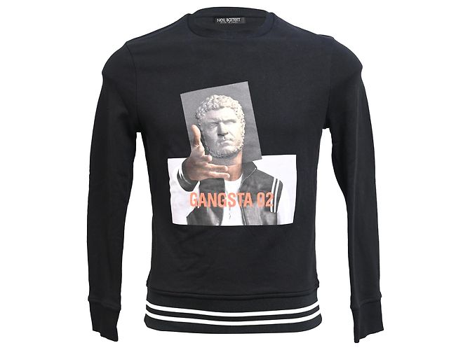 Neil Barrett bedruckter Rundhals-Pullover aus schwarzer Baumwolle