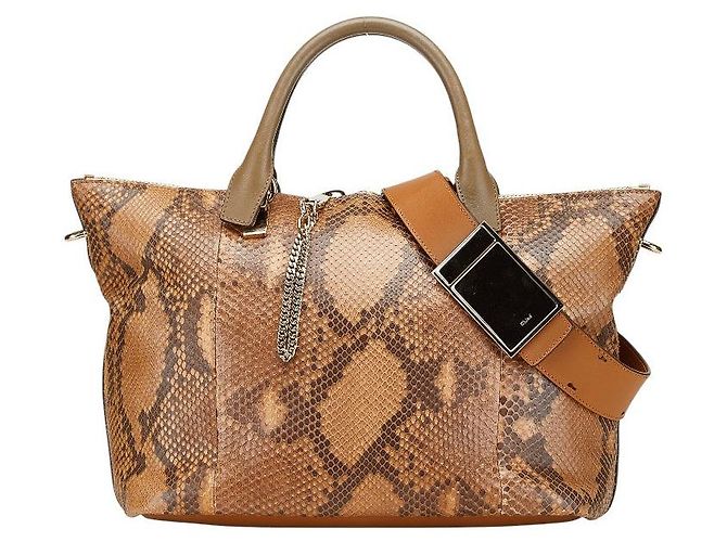 Chloé Chloe Official Unnamed Python Leather 2way Bag Brown