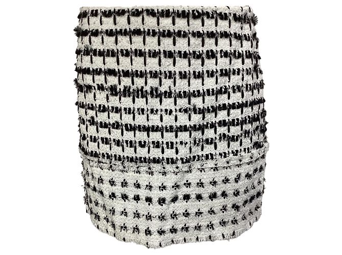 Saia mini em tweed Erdem em lã branca Multicor
