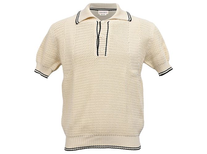 Polo de algodón blanco de punto Alexander McQueen Crudo