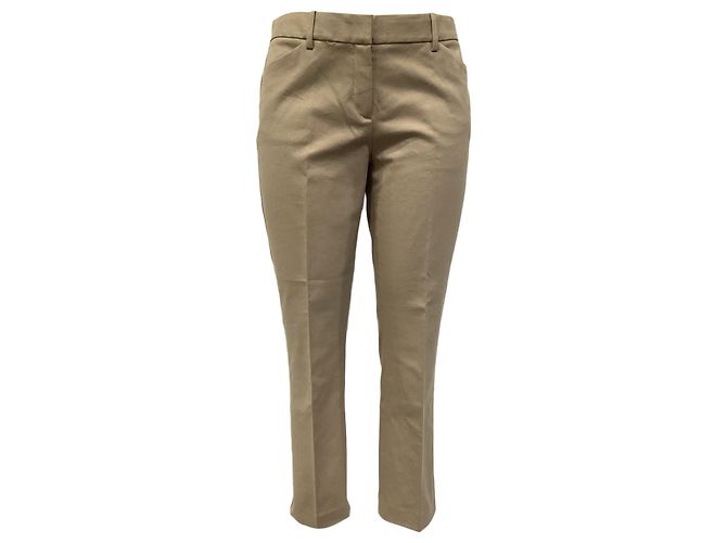 Pantaloni Cropped Theory in Cotone Beige