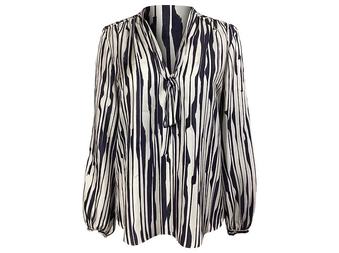Langarmbluse aus mehrfarbigem Seidenstoff mit Zebra-Print von Theory