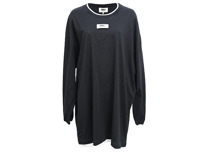 Maison Martin Margiela Maison Margiela Mini-Pulloverkleid mit Rundhalsausschnitt aus schwarzer Baumwolle
