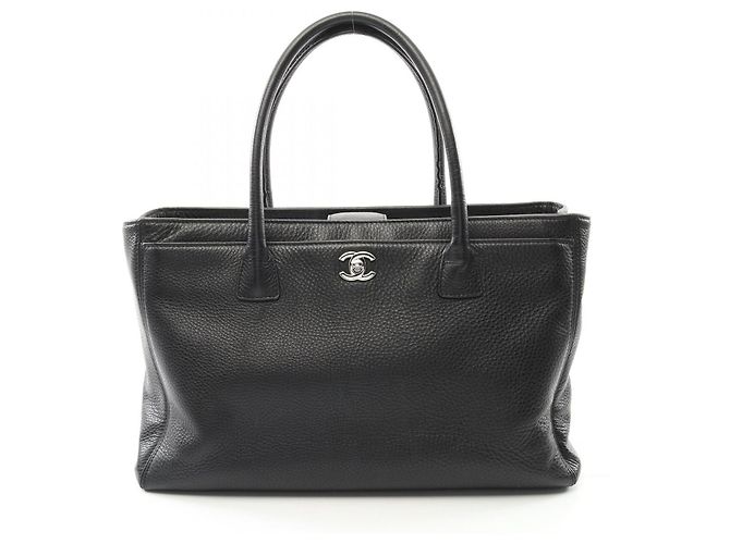Borsa Tote in Pelle Executive Chanel Nero