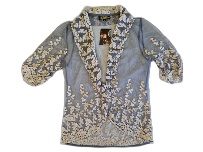 Autre Marque Top bordado Liliana de algodón y seda de Nancy Mac Azul claro