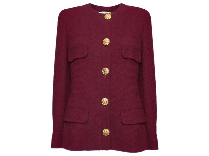 Chanel Giacca in tweed bordeaux e oro Rosso