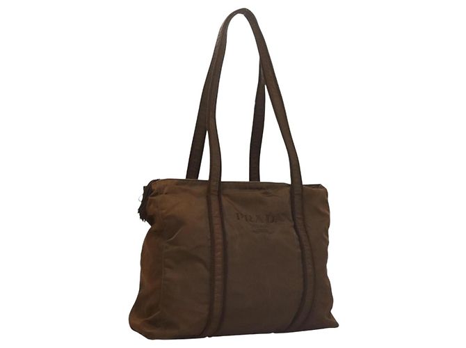PRADA Borsa Tote Nylon Marrone Auth th5852 