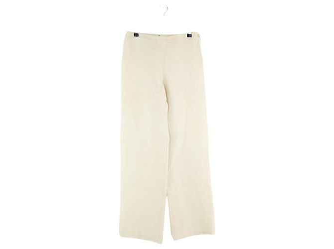 Hermès Ecru Weite Leinenhose Roh
