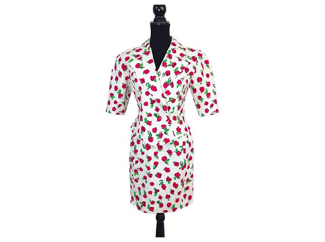 Guy Laroche completo com jaqueta e saia de papoulas Branco Multicor