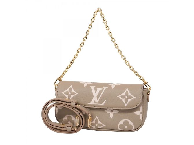Borsa a Spalla Ivy Monogram Empreinte Louis Vuitton Grigio Crudo