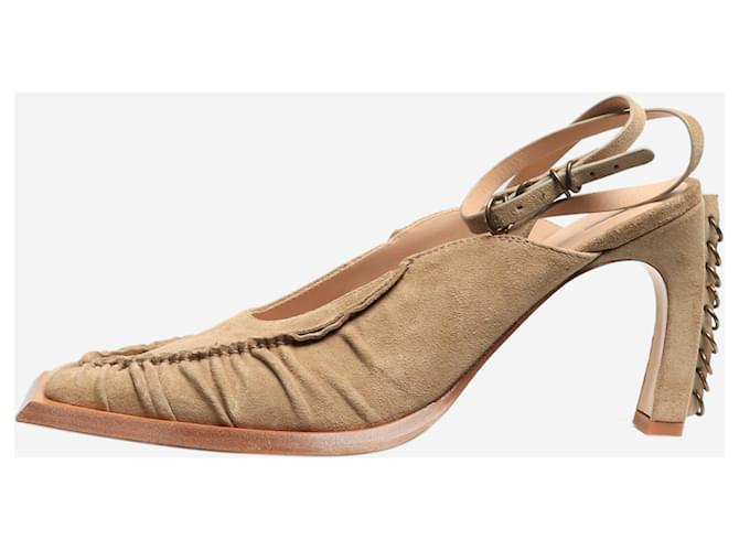 Autre Marque Taupe suede square-toe mules - size EU 38  ref.2202923