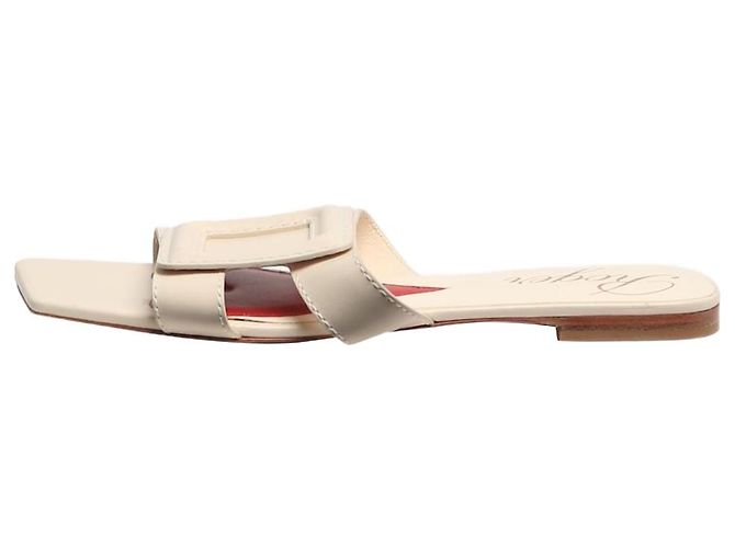 Roger Vivier Sandales plates crème - taille EU 39