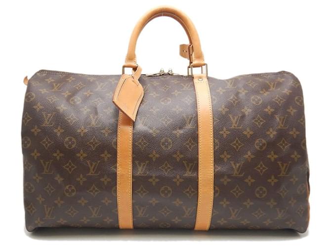 Louis Vuitton Keepall Monogram Boston Bag Brown Cloth  ref.2203556