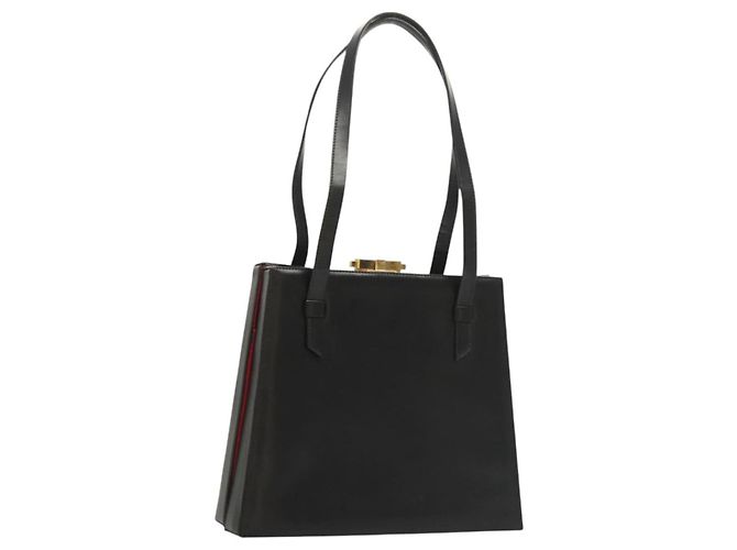 Céline Bolsa de ombro de couro preto Auth sw451